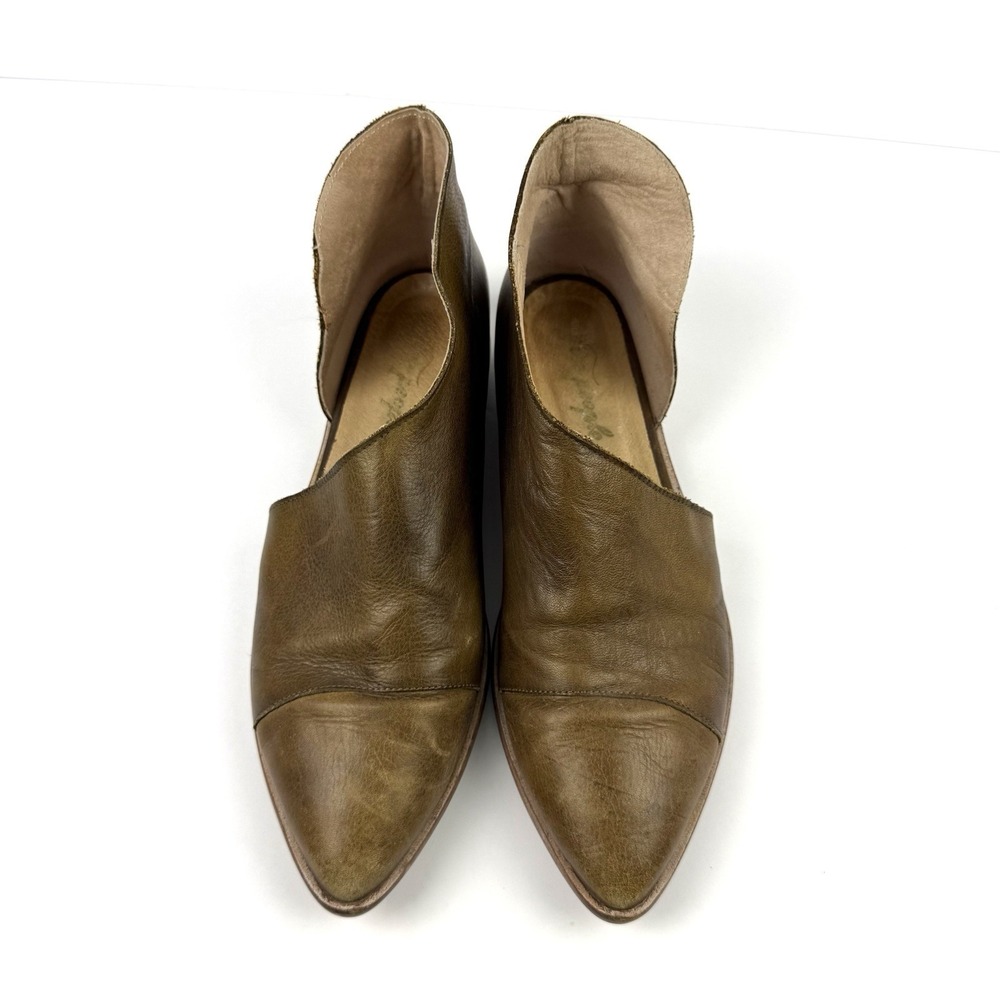 Free People Royale Flat 40 Olive Brown Cutout Chic Vintage Inspired Earthy Boho